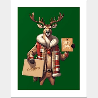 merry christmas deer Posters and Art